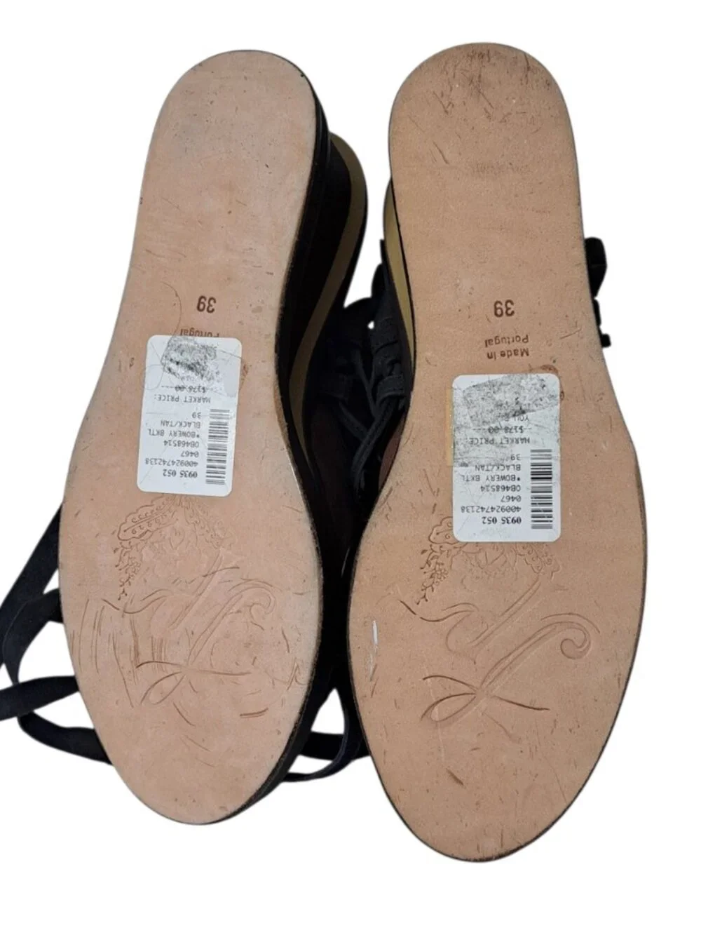Free People Bowery Leather Lace-up Wedge Boho Sandals Black Brown Sz 39